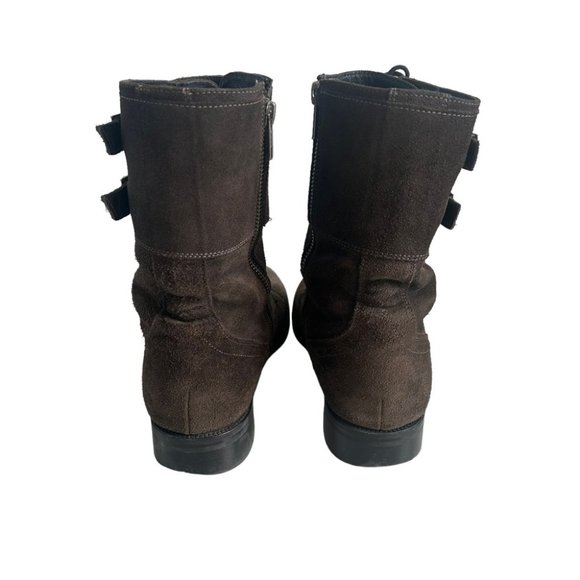 Brown Suede Italian Leather Combat Boots EU38 US8 - Picture 4 of 6